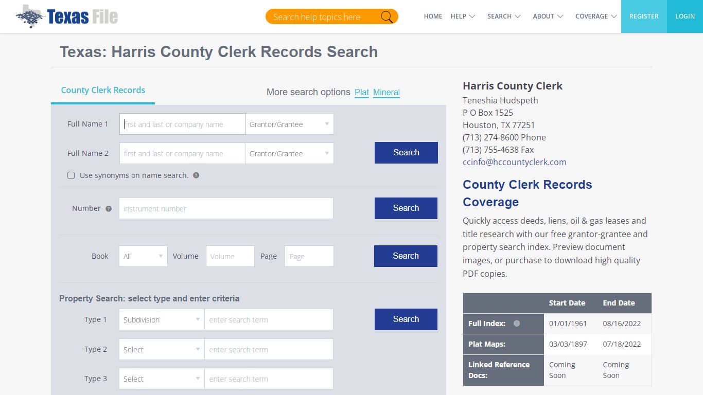 Harris County Clerk Records Search | TexasFile
